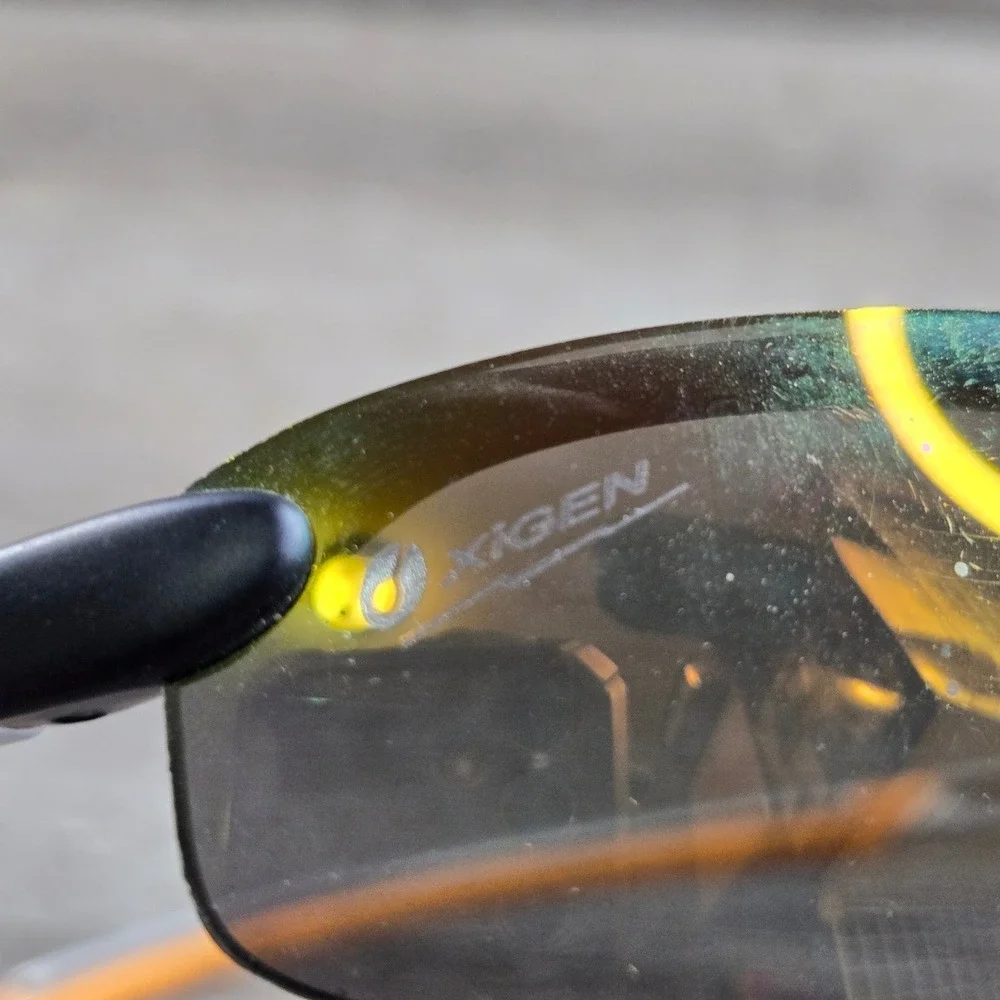 Oxigen 4500 Sport Sunglasses Black Orange Silver Mirror Iridescent Wrap Around